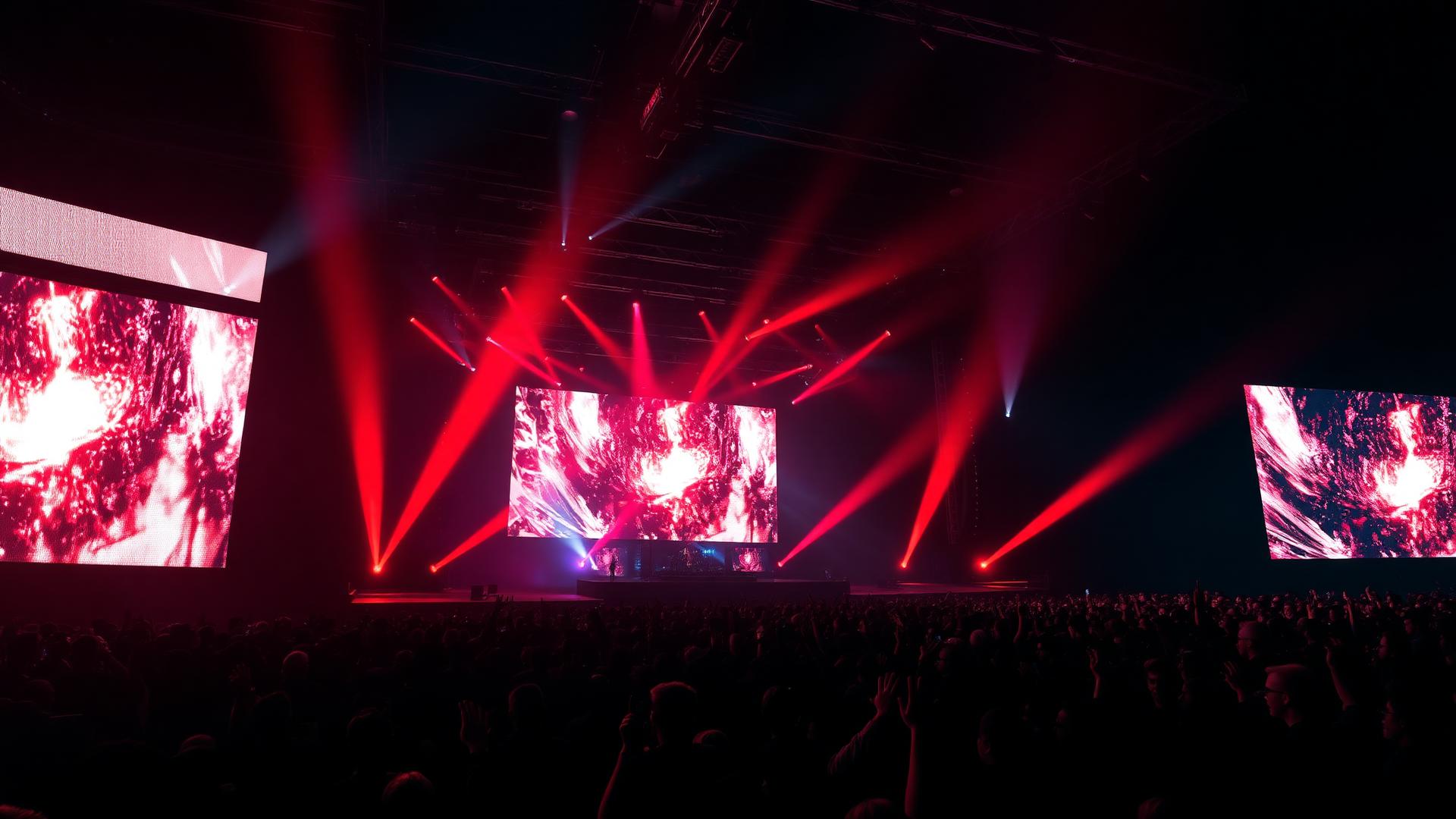 Produção de evento com palco, LED e iluminação cênica